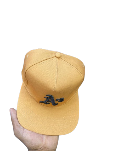 Oakland Athletics A's Script Snapback Cap – Camel Brown & Black